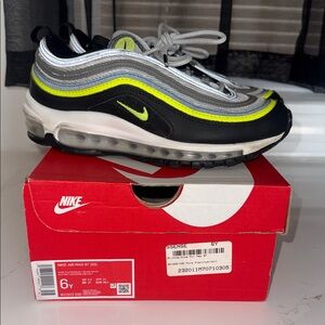 100% Authentic Nike Kids' Air Max 97 Sneakers - Black/Gray/Volt Size 6Y